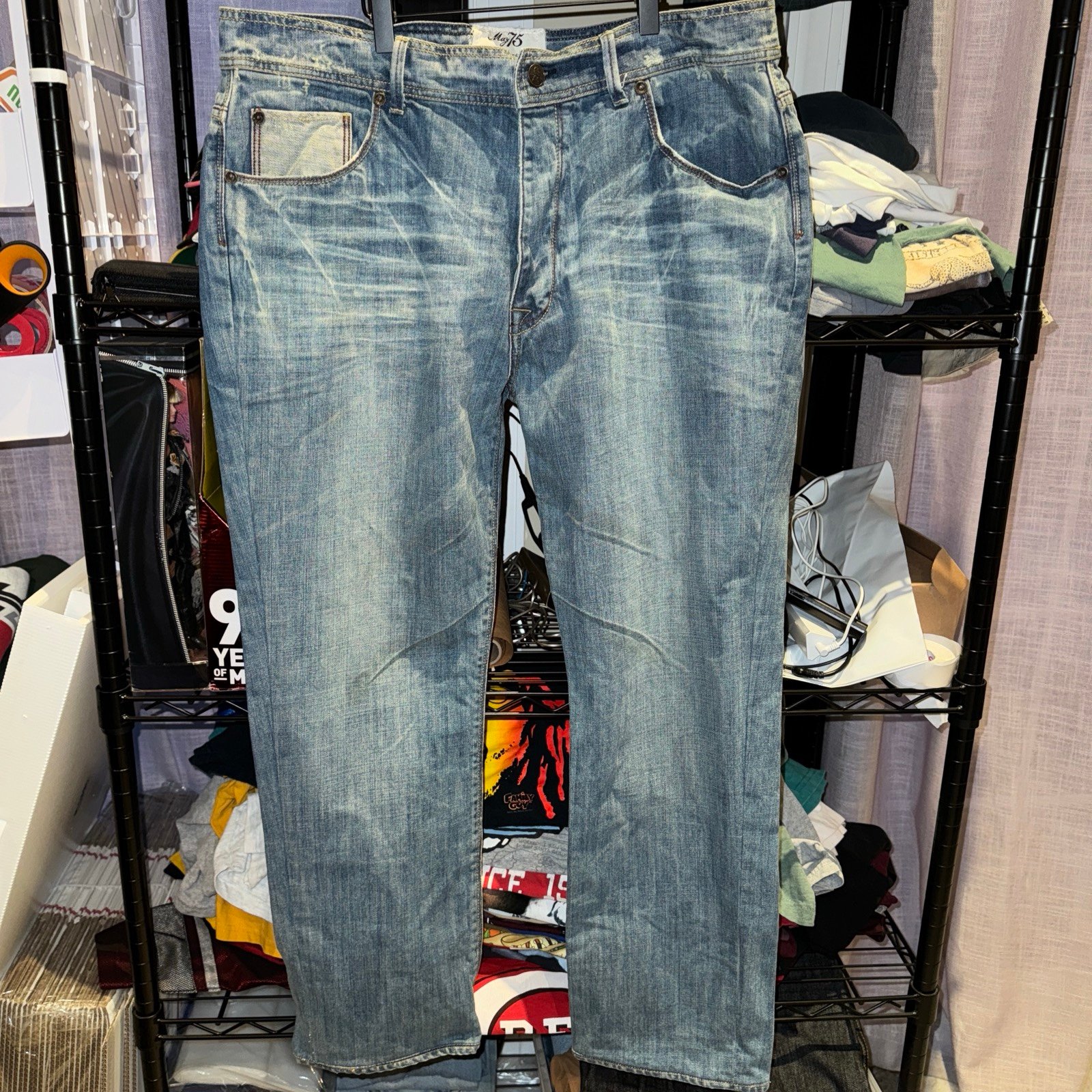 Y2K May 75 Baggy Grunge Light Washed Jeans Size 38x32