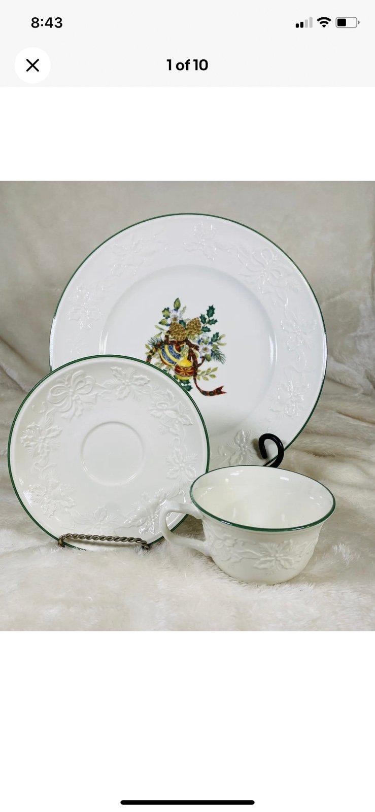 Mikasa Holiday Season Dinner Plate, Small Plate & Cup