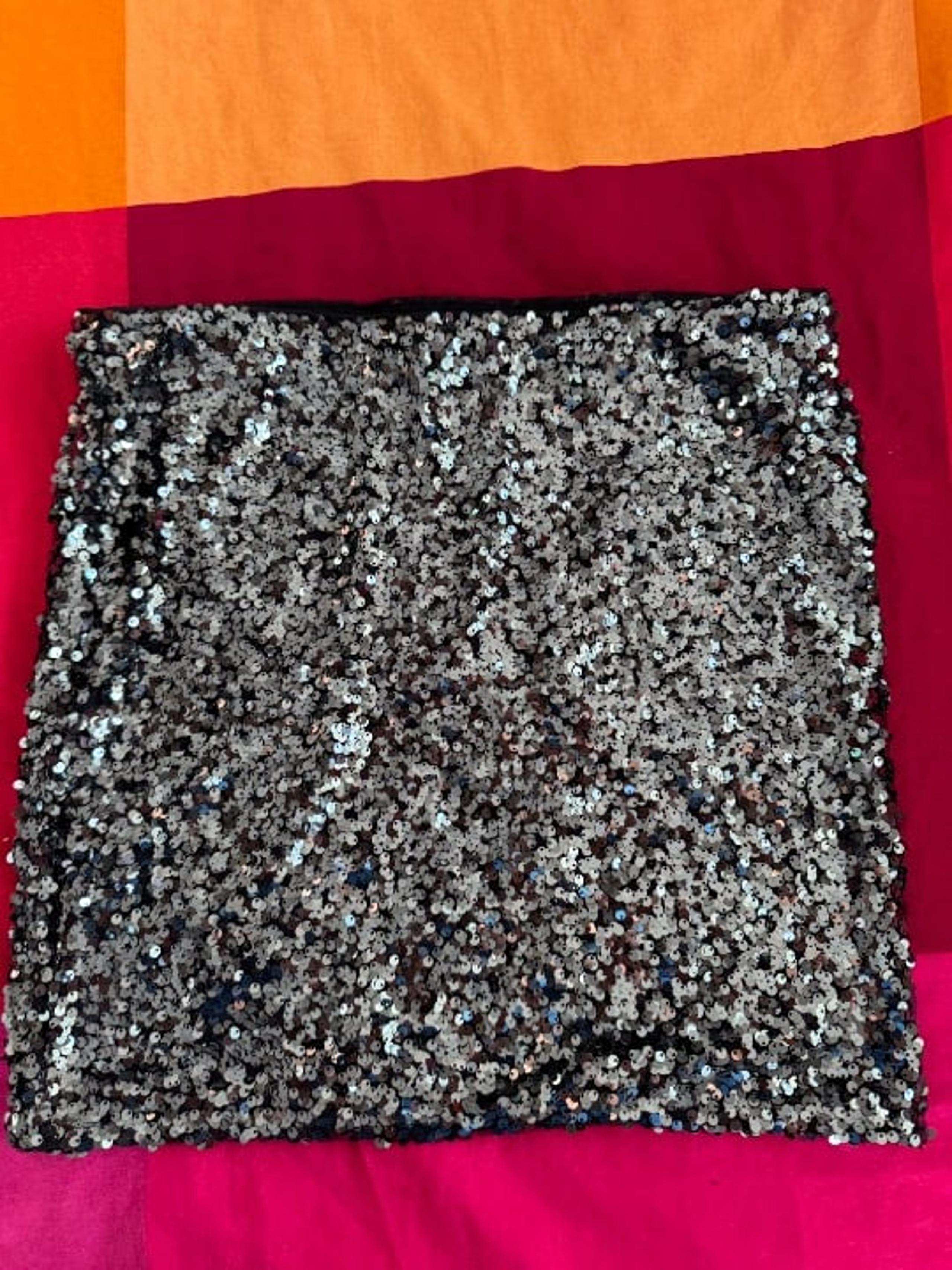 DKNY Women's Sequinned Mini Skirt Medium GunMetal