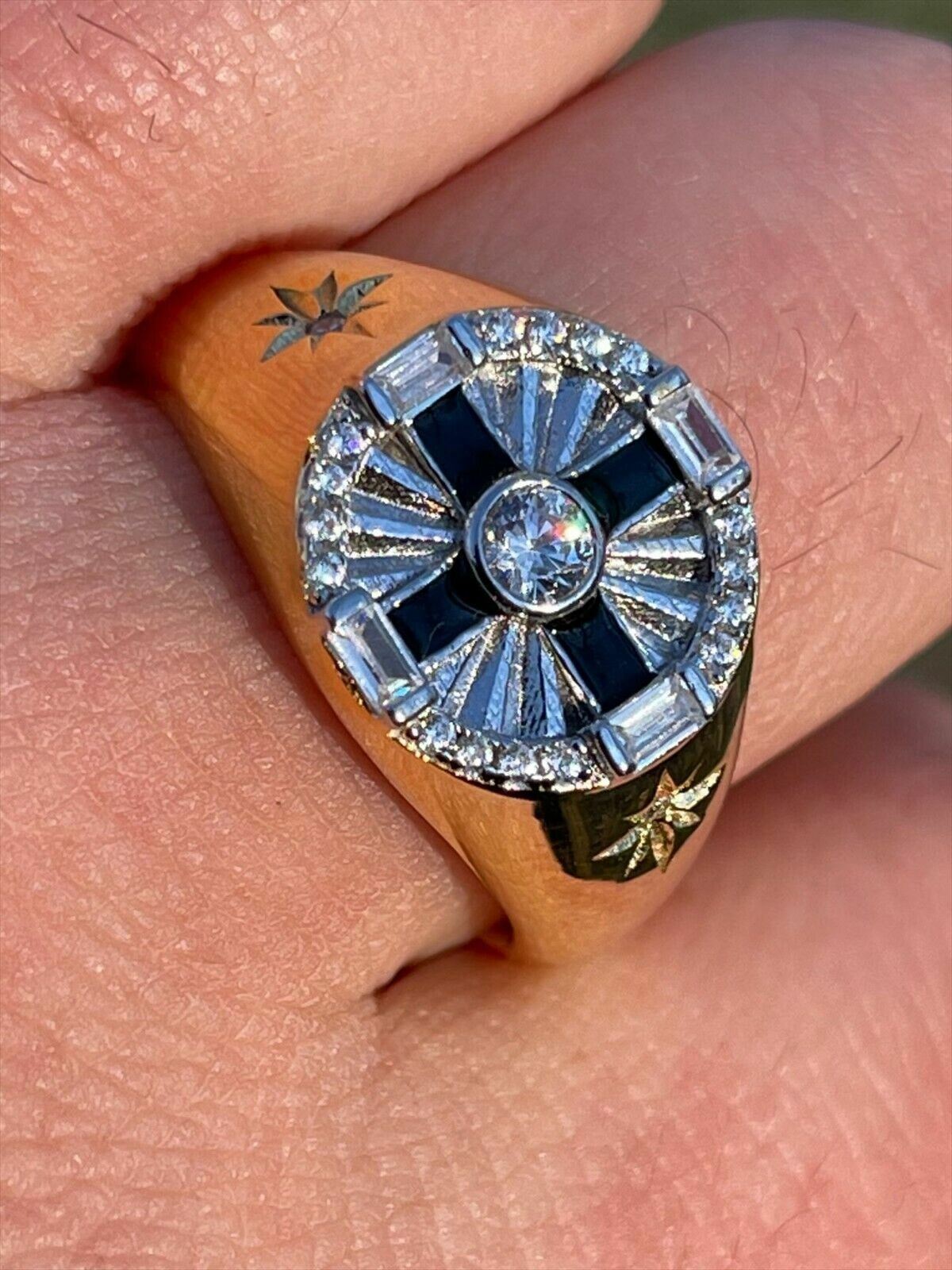 925 Sterling Silver 14k Gold Men's Ring