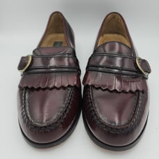 GH BASS & CO Mens 8.5D Cordovan Leather Loafers Shoes Kiltie Buckle Strap