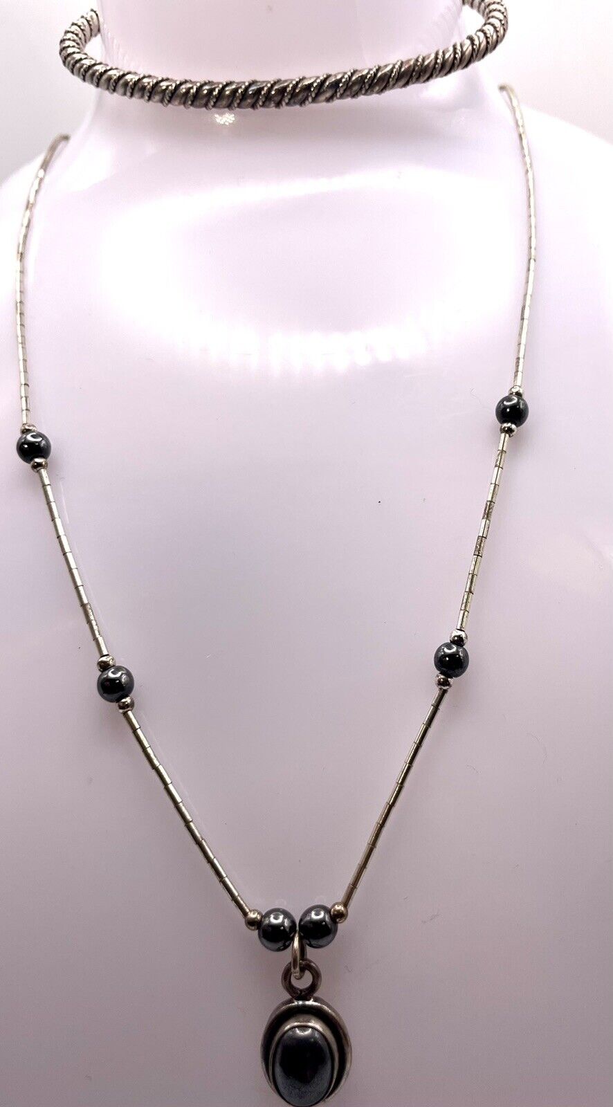 Liquid Silver Necklace & Pendant with 925 Sterling Bangle Cuff