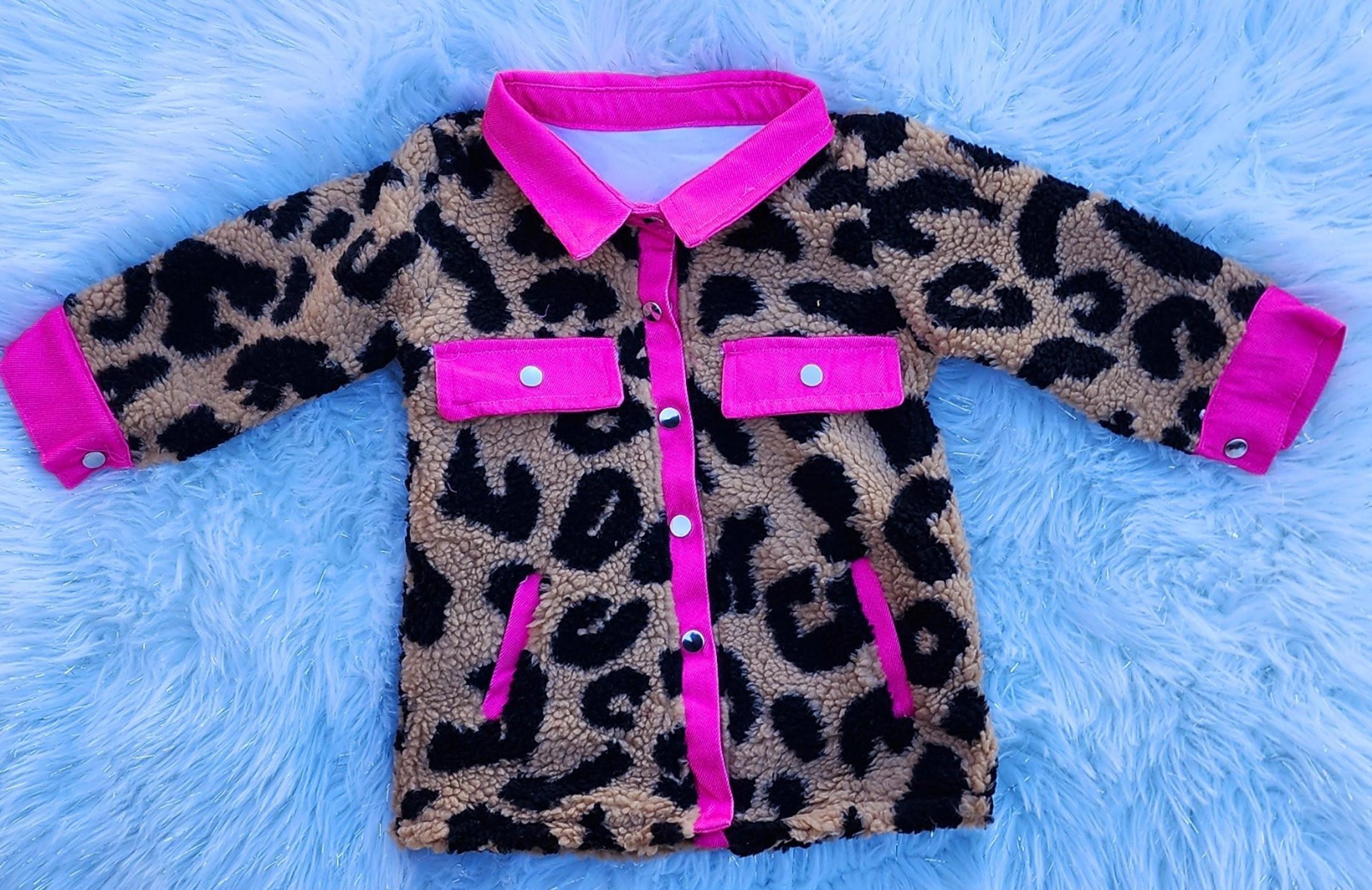 Hot pink and leopard sherpa jacket