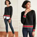 Stella and dot 2 in 1 pullover black striped sweatshirt varsity sweater Size M