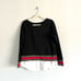 Stella and dot 2 in 1 pullover black striped sweatshirt varsity sweater Size M