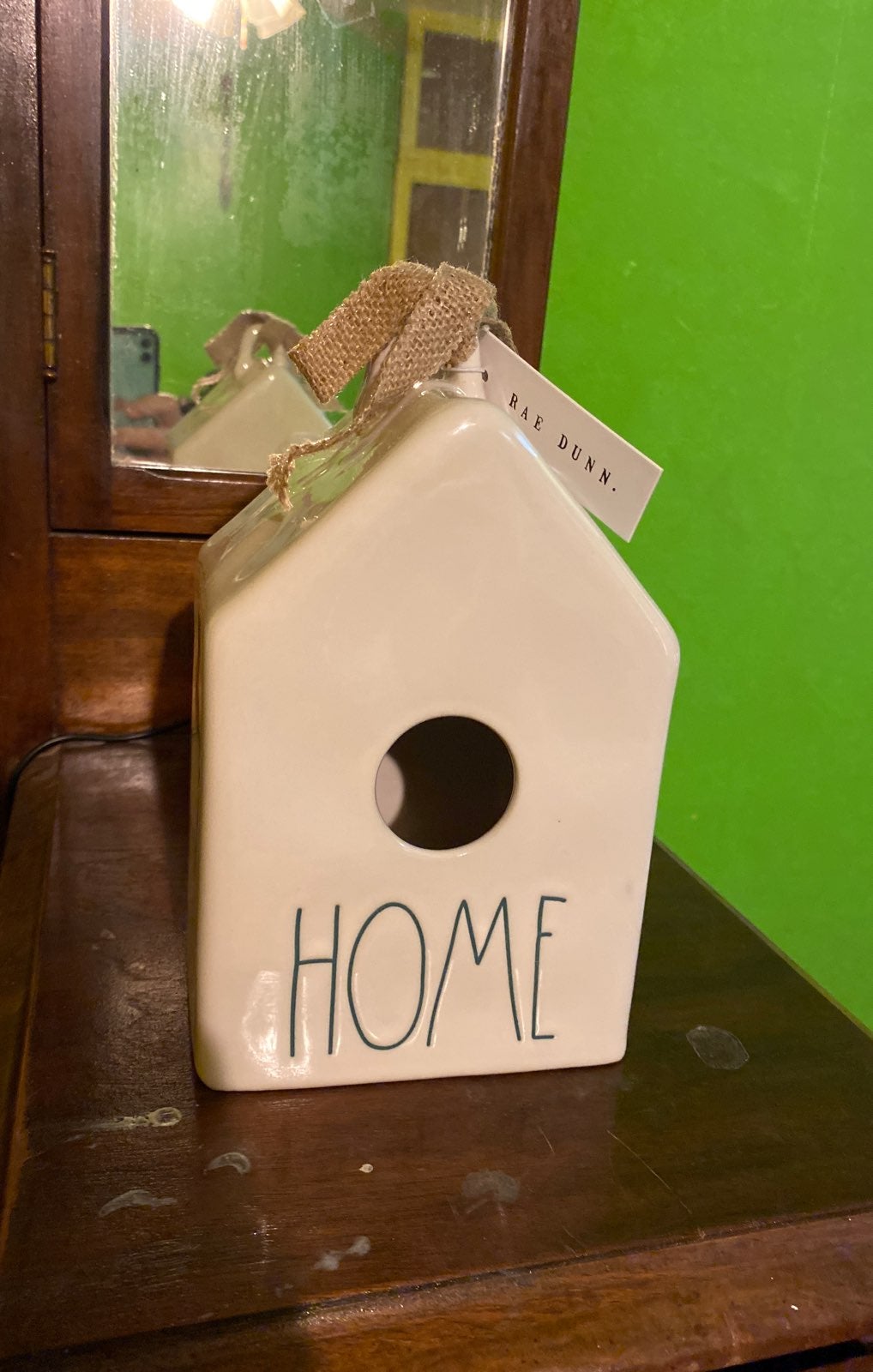 RAE DUNN HOME BIRDHOUSE-TEAL WRITING