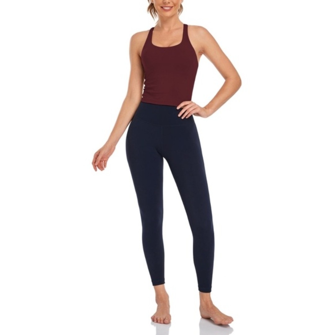 NWT HeyNuts Longline Zeal Tank Top with Bra - Cassis