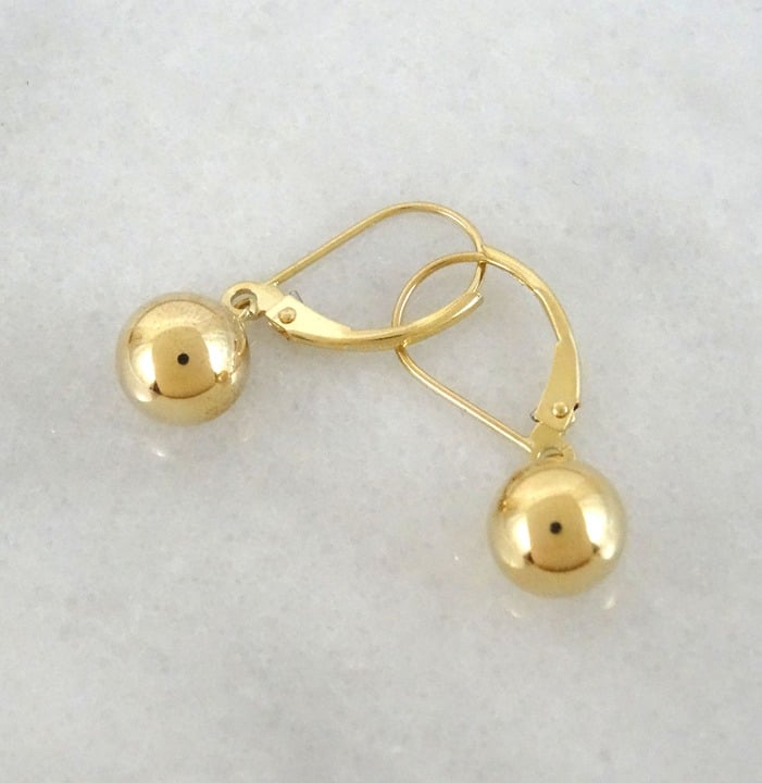 14K Gold Ball Dangle Earrings, K4