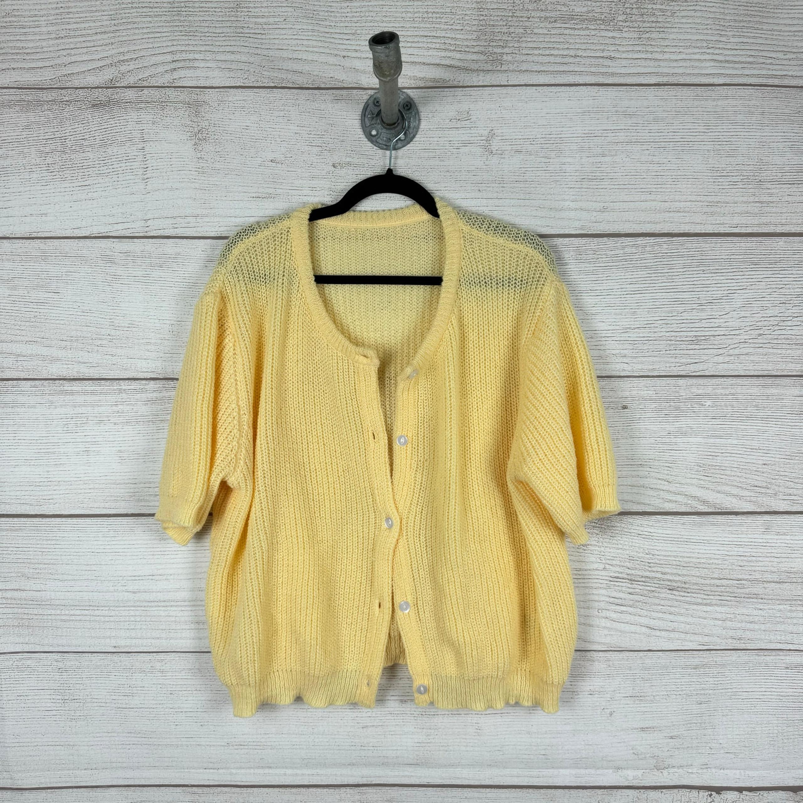 Shein Curve Yellow Knit Button Front Lightweight Sweater Cardigan Size 3XL