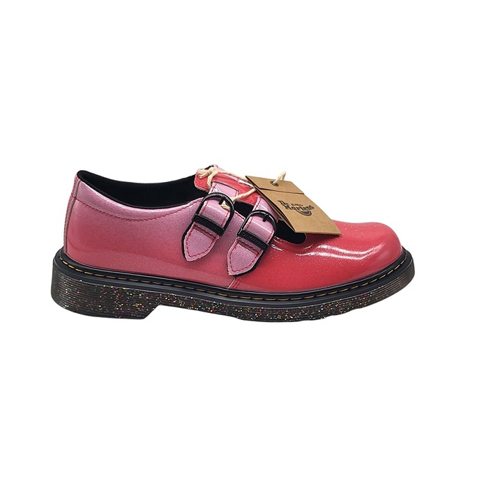 Dr Martens 8065Y Patent Leather Pink Mary Jane Double Buckle Shoes Womens Size 5