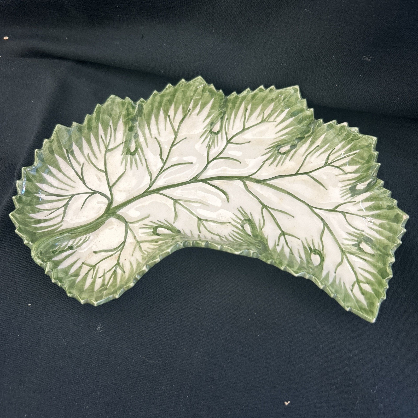 Antique Vintage Belo Portugal 467 Curved Plate Platter Dish Leaf Pattern