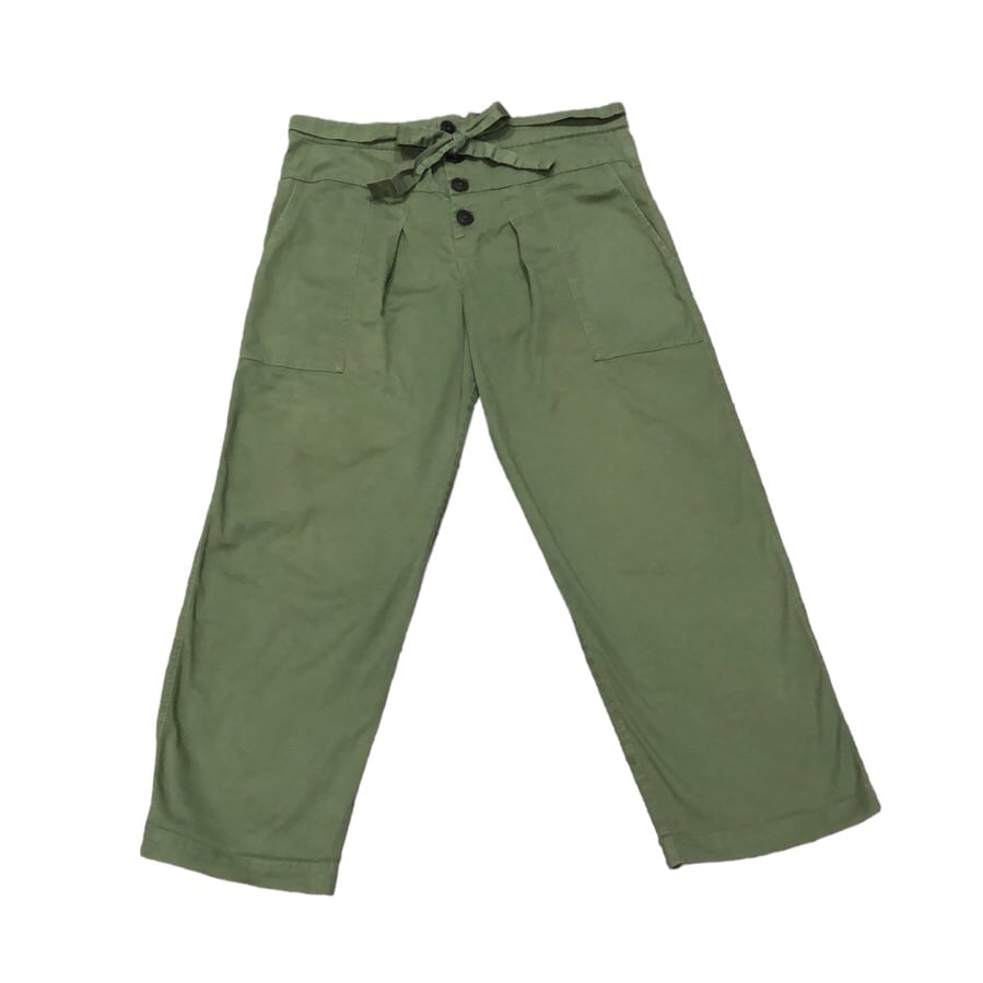 Sea New York Tula Pants Size 10 Sage Green High Waisted Paper Bag Straight Leg
