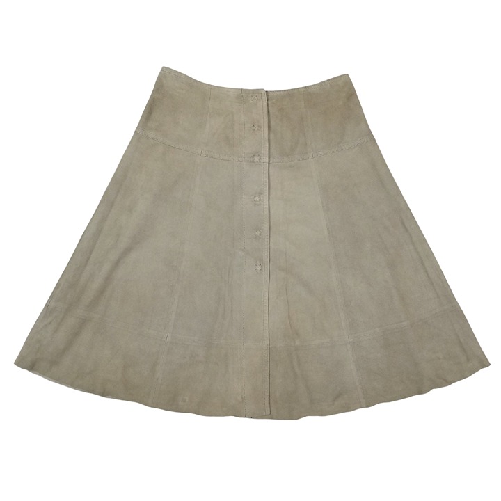 Joie Mylon Goat Leather A-line Snap Front Skirt Green Sz Small