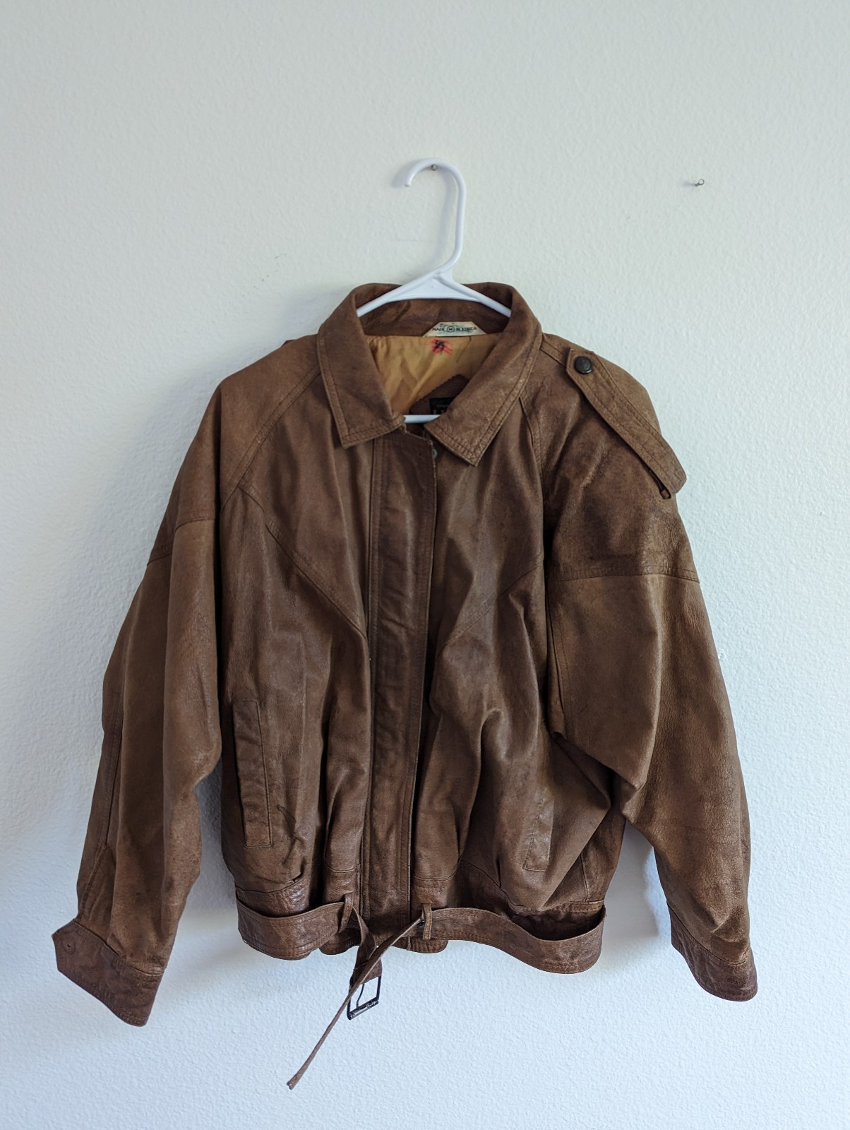 Women's Compagnie Internationale Express Genuine Brown Leather Jacket With Strap