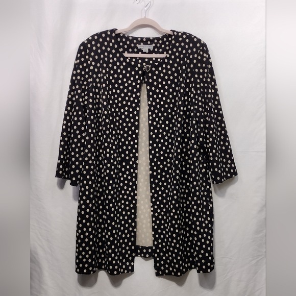 NWOT Danny And Nicole Polka Dot Cardigan Women's 18W Black Cream Retro 90s Y2K