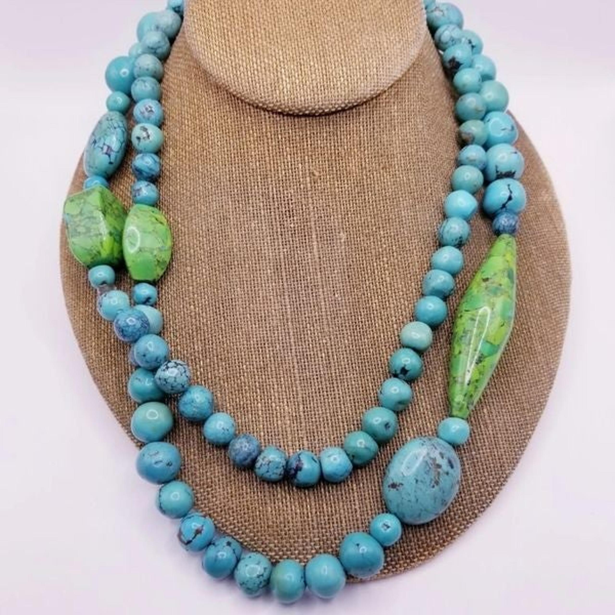 JAY KING DTR Women’s Sterling Silver Green & Blue Turquoise Long Necklace