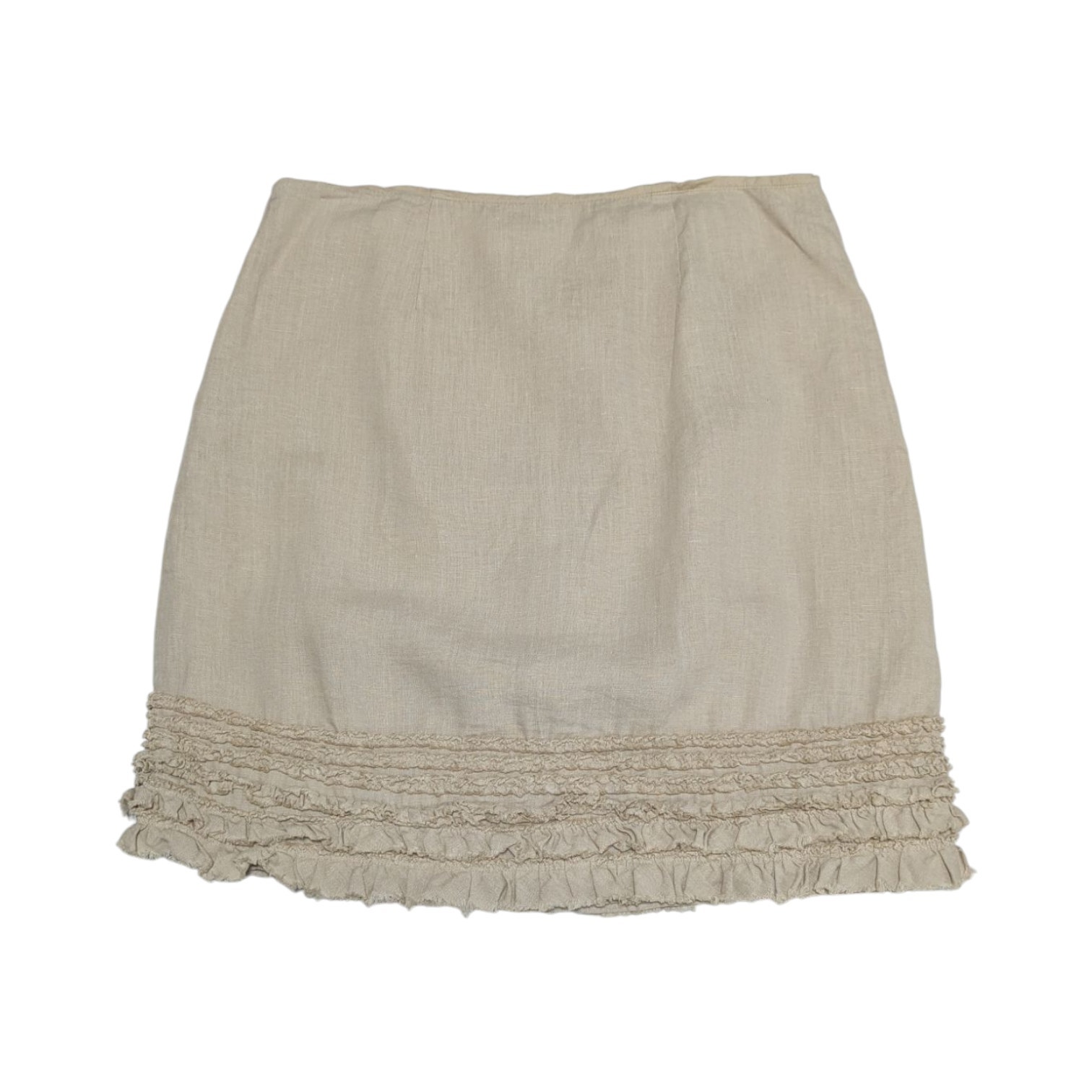 Tommy Bahama Two Palms Ruffle Skirt Tan Twill Beige Womens 8 Mini Resortwear