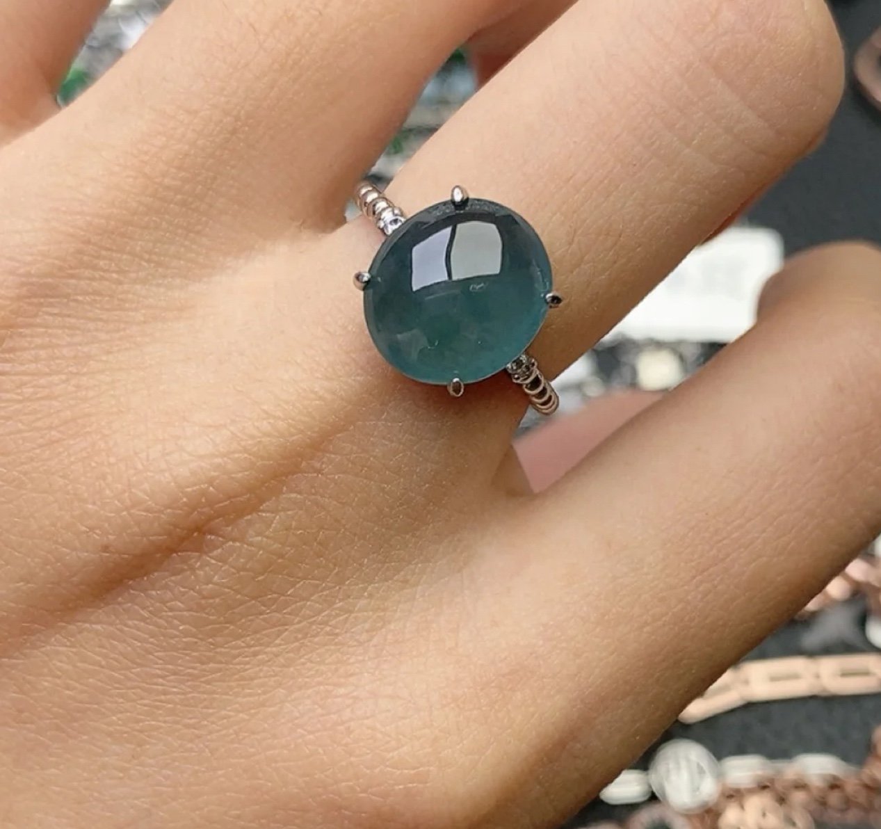 Green emerald jade from origin crudes with jewelry certificate