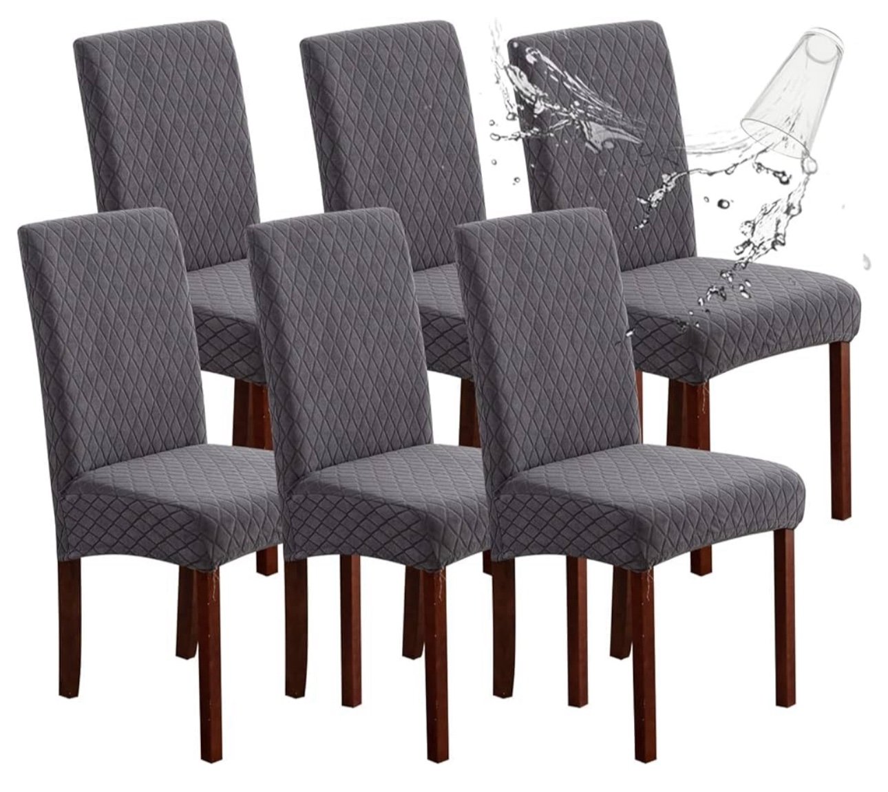 Brand new in pack 6 Black chair covers. Waterproof soft material