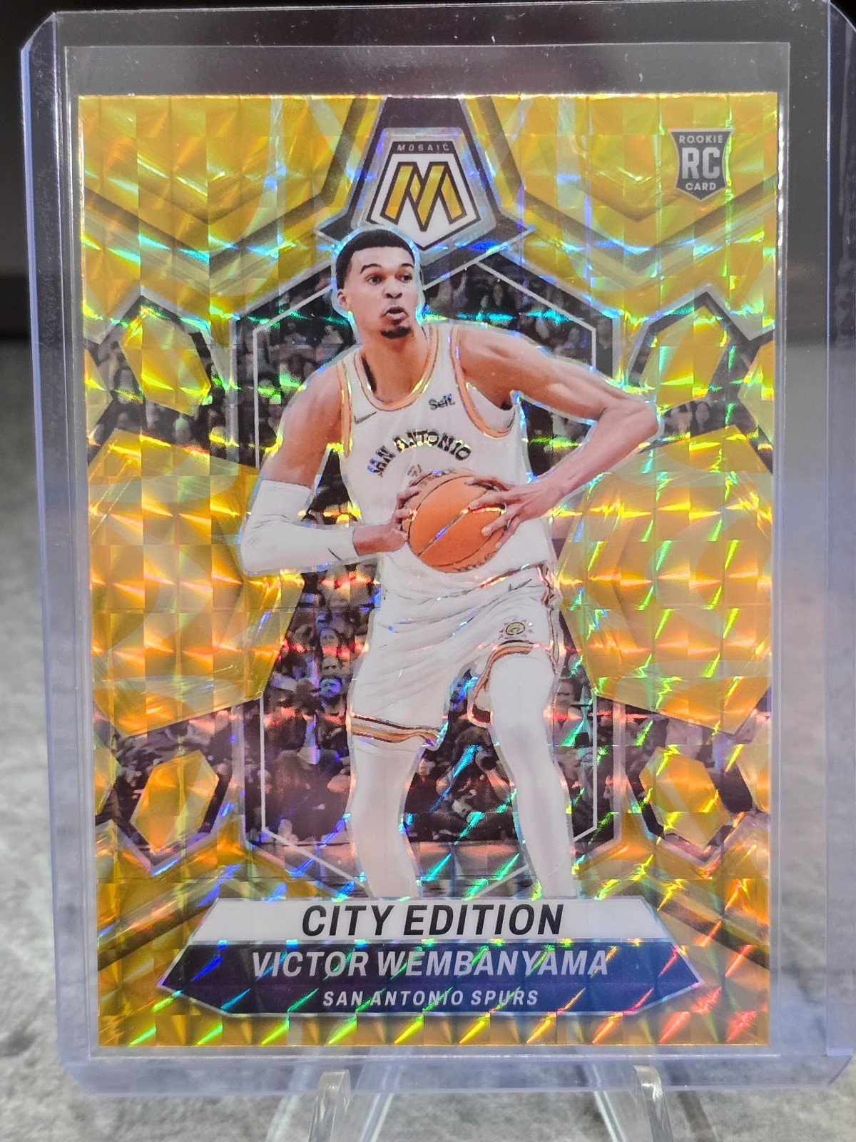 Victor Wembanyama Reactive Yellow City Edition Rookie Card 2023-24 Panini Mosaic