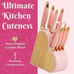 Paris Hilton 10-Piece Heart-Shaped Stainless Steel Knife Block Set, Pink New