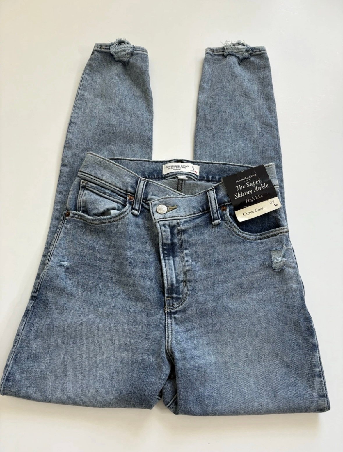 Abercrombie Super Skinny Ankle Blue Jeans High Rise Curve Love Size 27 4R New