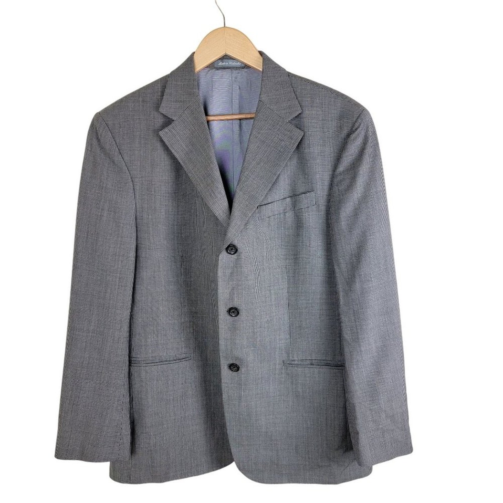 Oscar de la Renta Mens Check Wool Blazer Sportcoat size 42R Grey Three Button