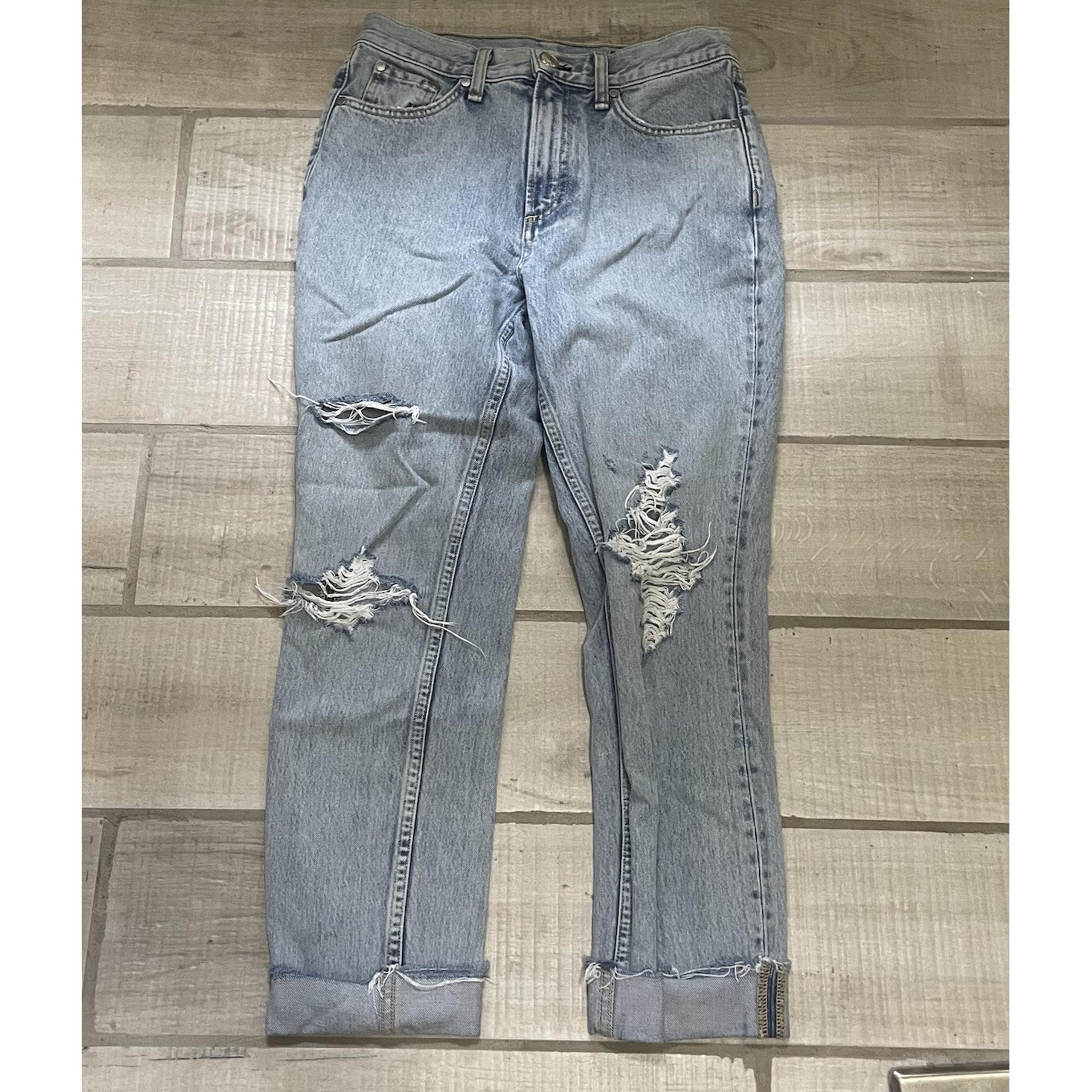 Rag & Bone Jeans Womens 26 Marilyn Mid Rise Distressed Light Wash Denim