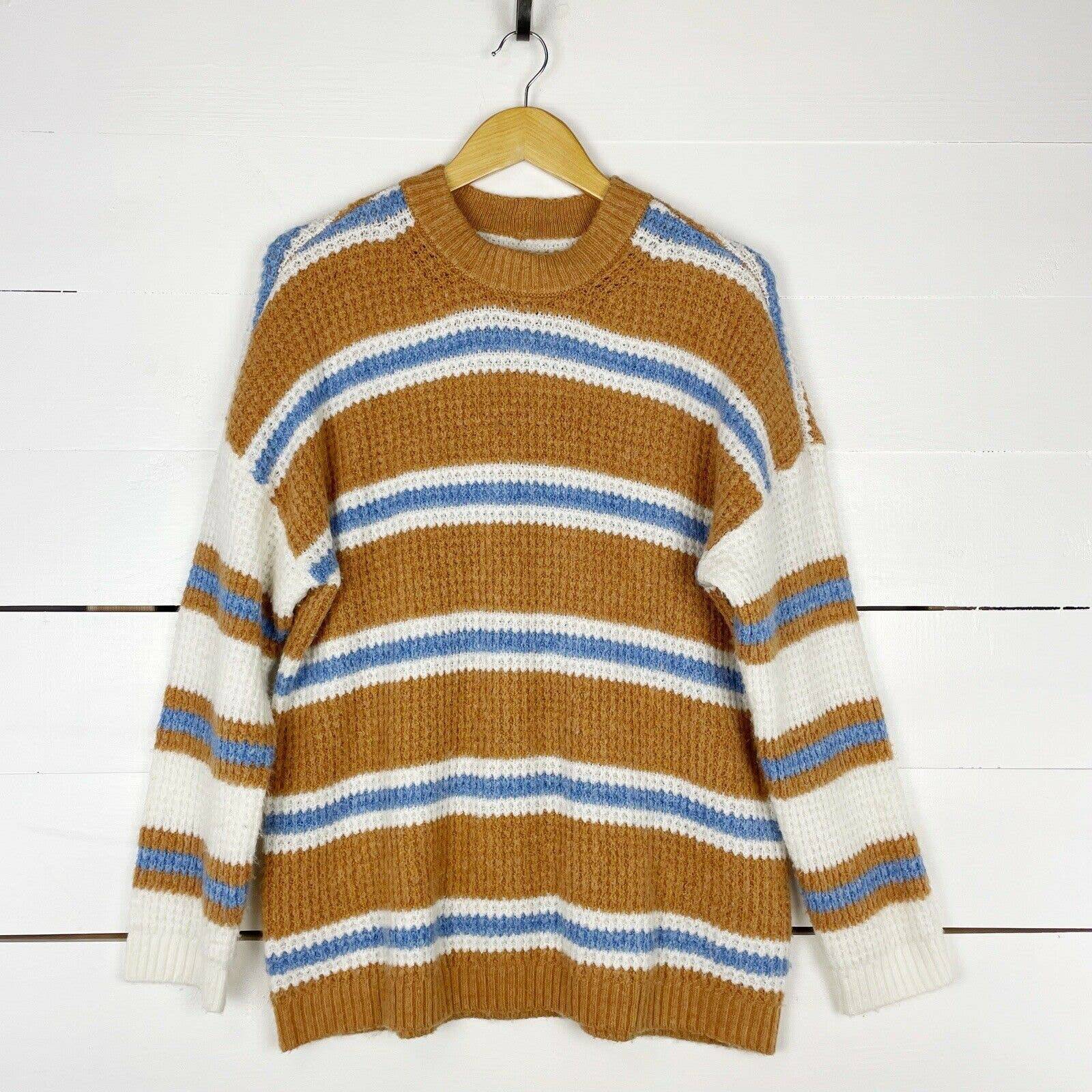 american eagle oversized knit mockneck pullover stripe sweater size XS
