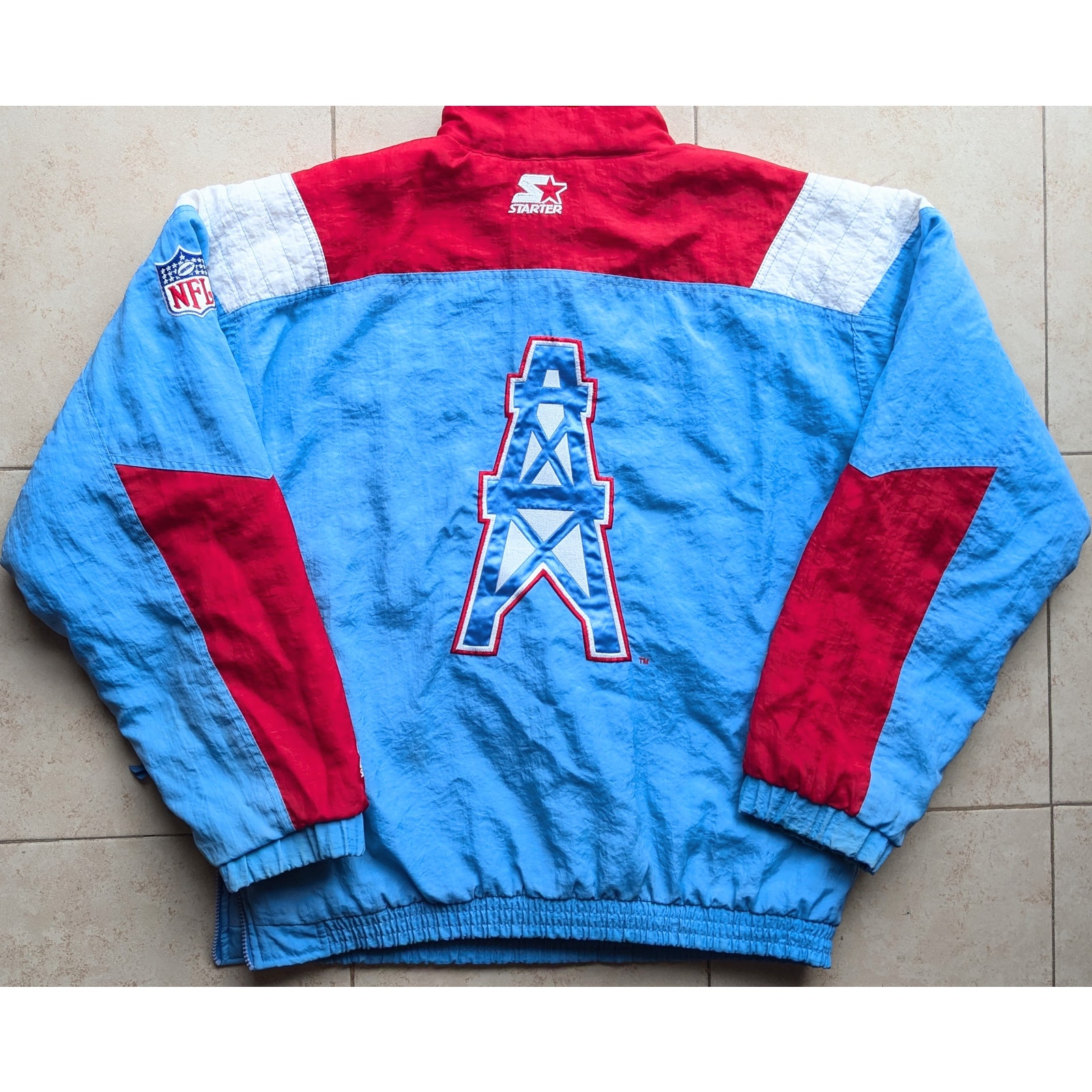 Houston Oilers 90s STARTER Color Block puffer 1/2 jacket L