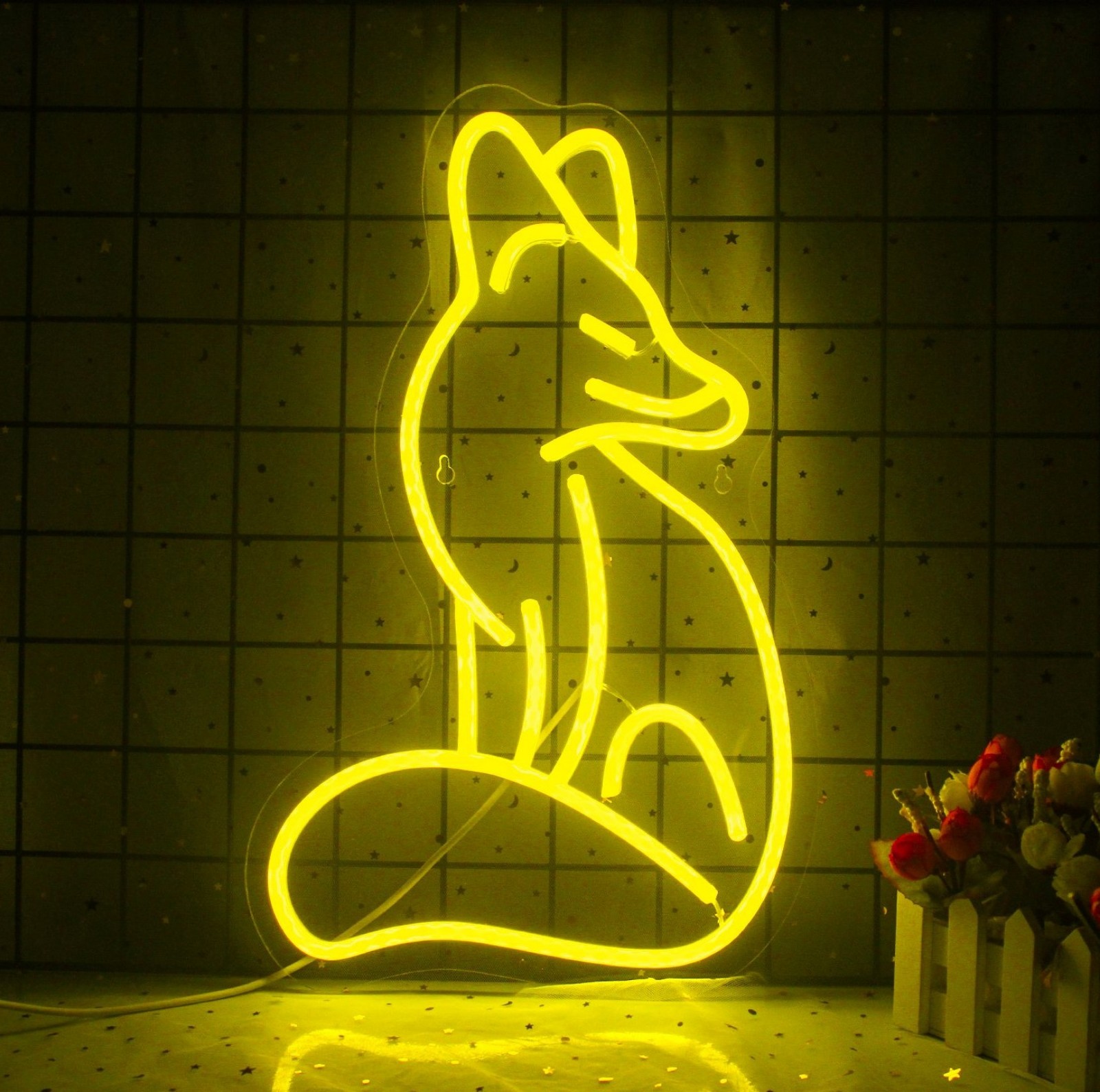 LED Neon Sign Foxie, Yellow 16.5 x 10