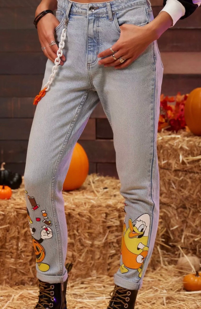 Disney Halloween Candy Corn Chain Mom Jeans