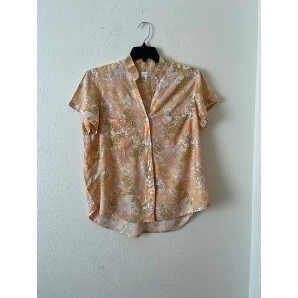 piyama orange floral buttoned sleepwear top size S