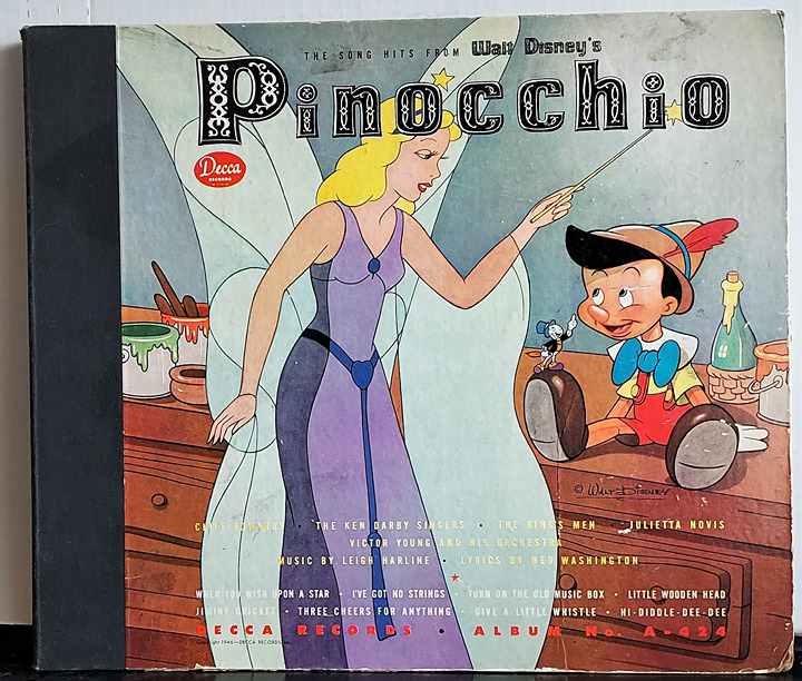 Song Hits From Walt Disney's Pinocchio 78rpm A-424 DECCA 1946 missing 1 disc