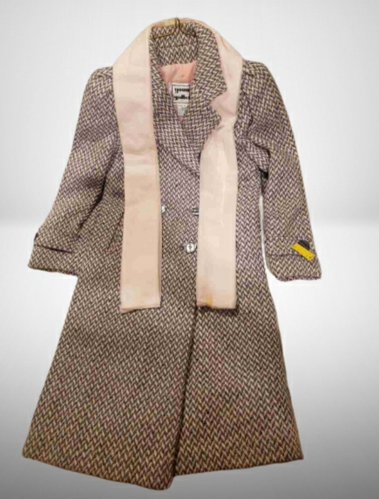NOS VINTAGE YOUNG GALLERY HOUNDSTOOTH COAT FOR GIRLS 12