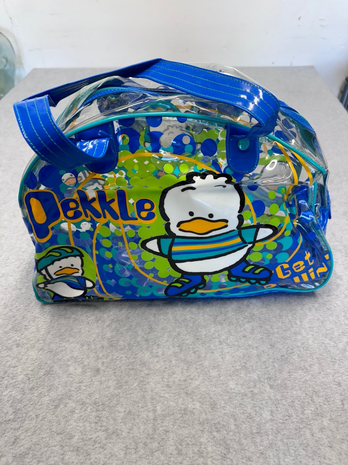 Vintage Sanrio Pekkle Clear Plastic Bowling Bag Duffle Gym Bag