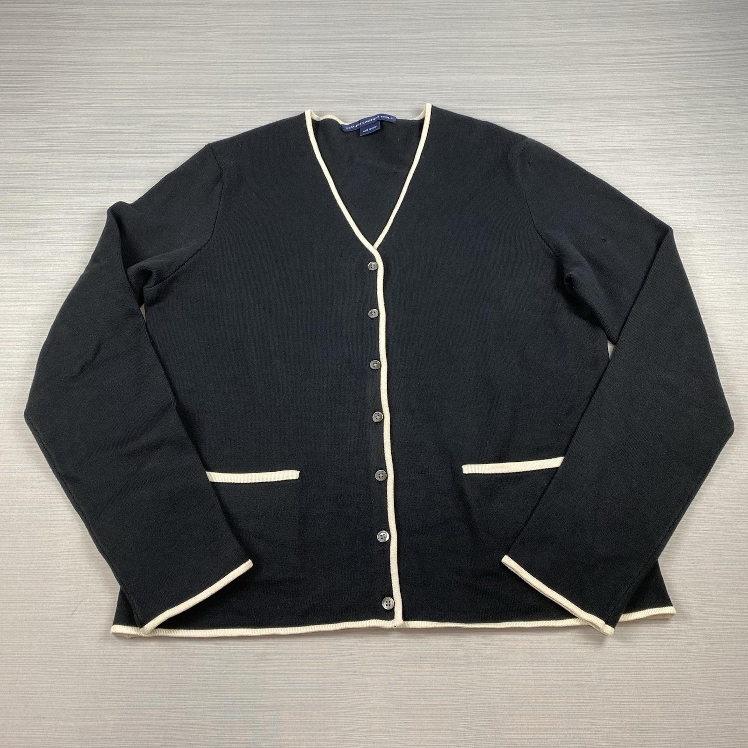 RALPH LAUREN Silk Blend Cardigan Sweater Women's Size XL Black