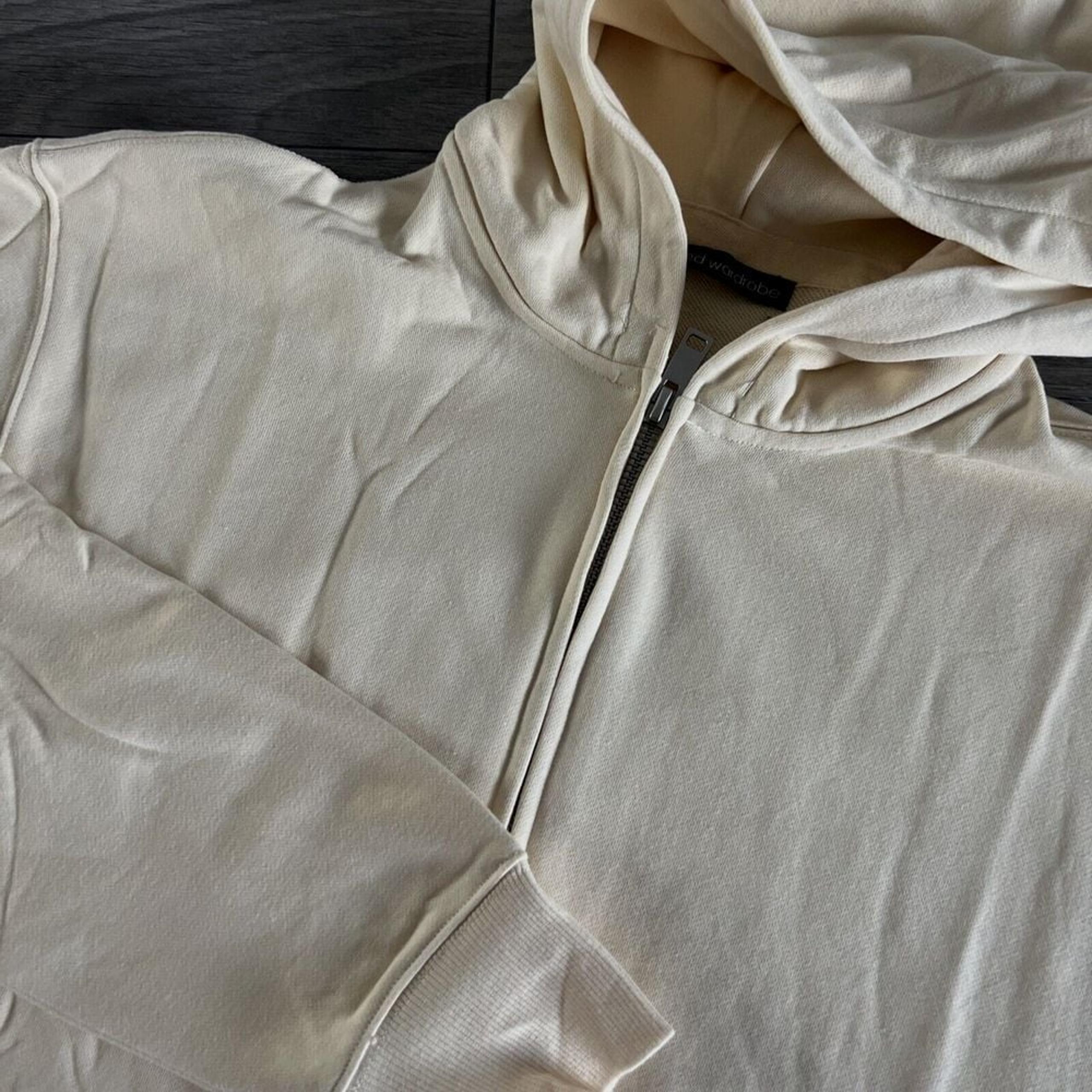 NWOT Naked Wardrobe Zip Up Hooded Jacket Cream Size Medium
