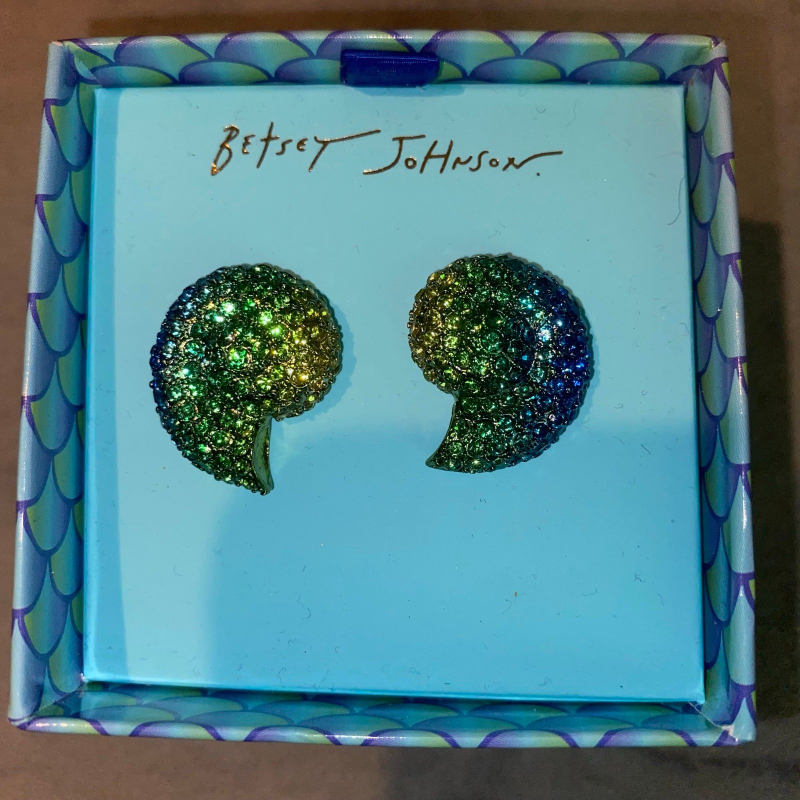 Betsey Johnson Blue and Green Shell Earrings