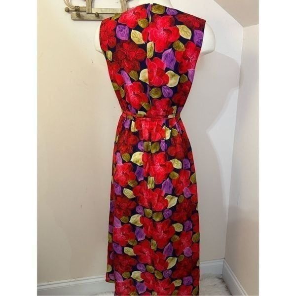 DYVNA Red Floral Silk Maxi Dress S