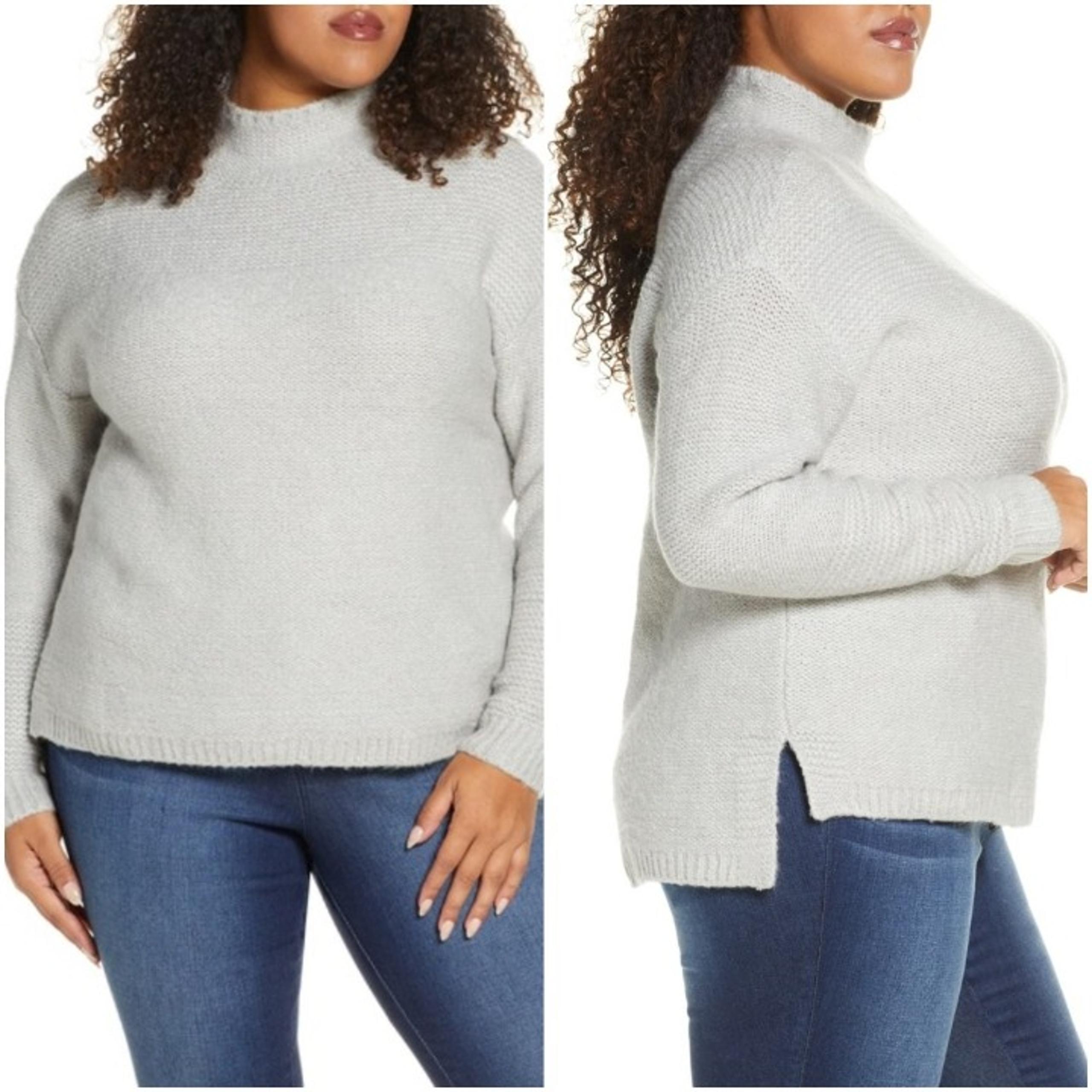 Caslon Knit Mock Neck High Low Sweater M