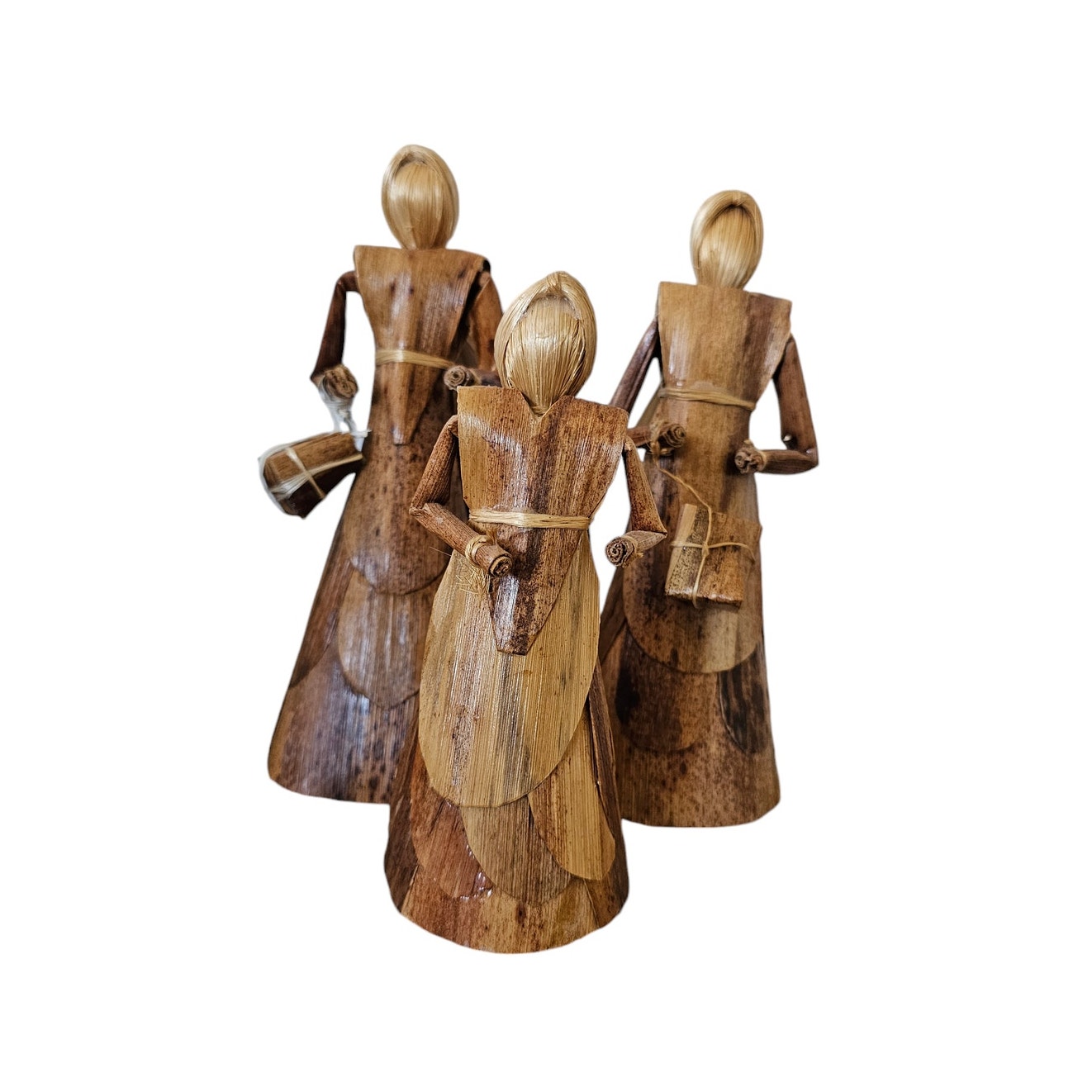 Amish Cornhusk Dolls Set of 3 Women with Apron