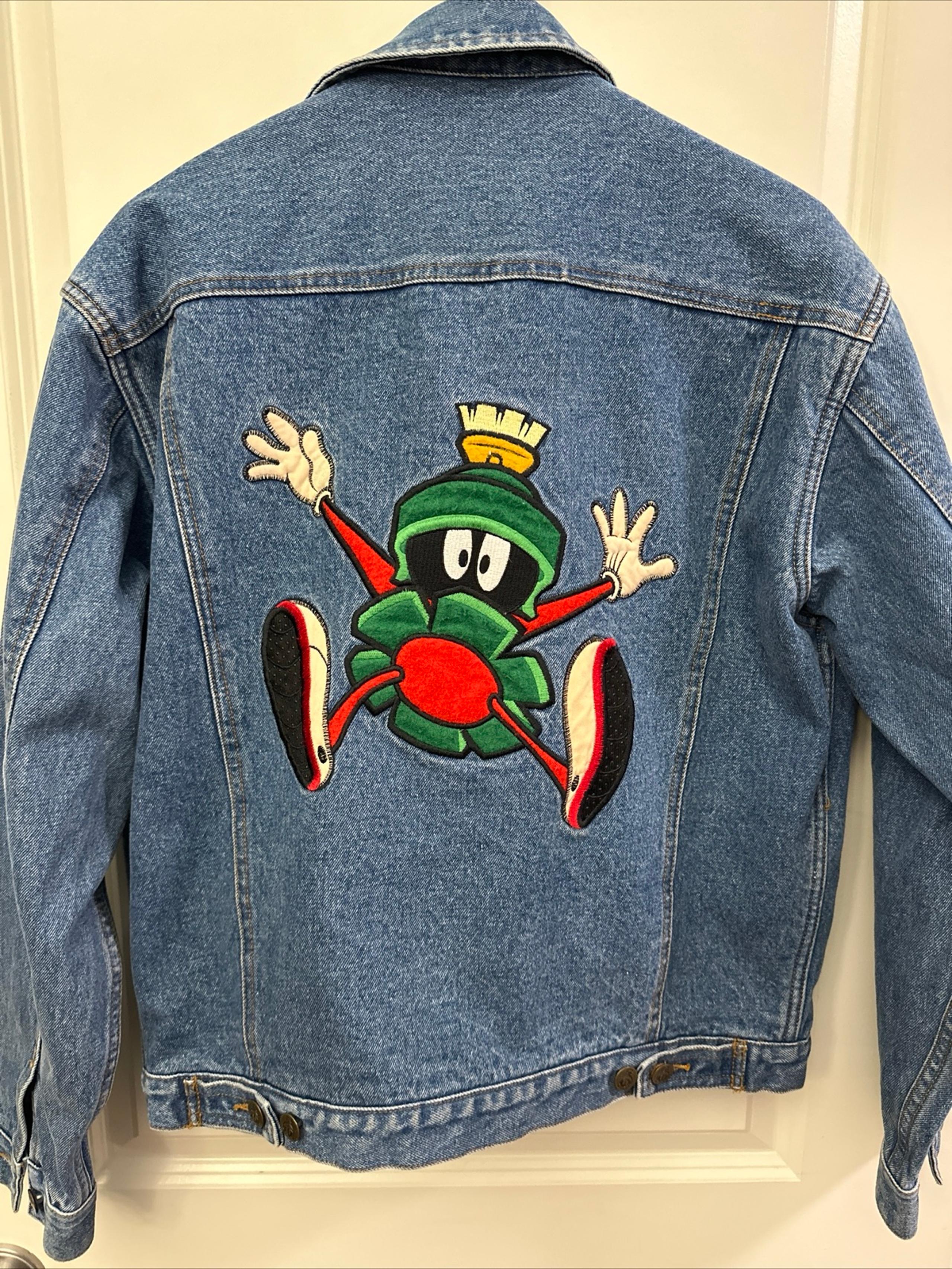 Vintage Marvin The Martian Jacket S Looney Tunes Warner Bros Fleece Lined Denim