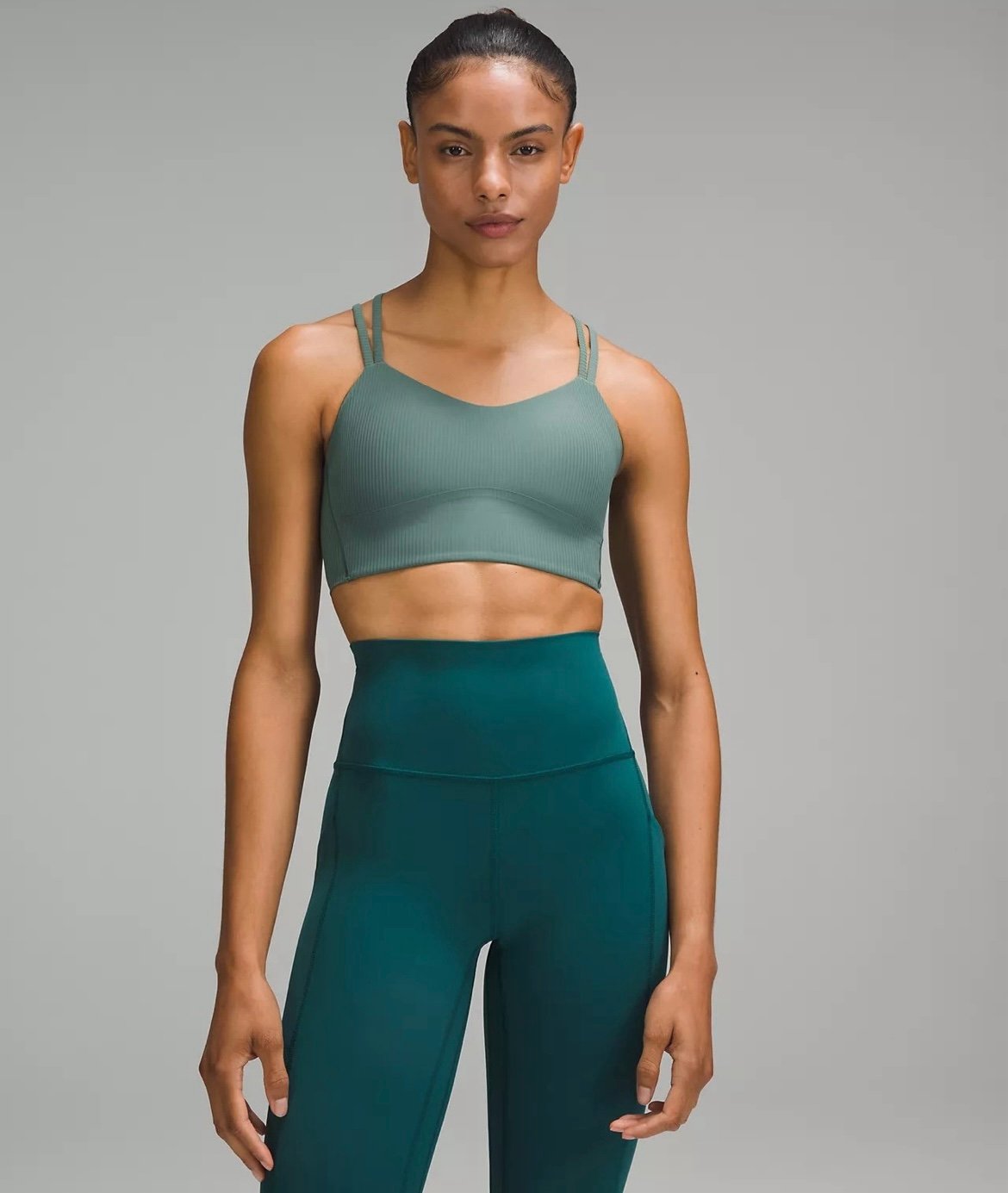 NWT Lululemon Like a Cloud Longline Bra Ribbed size 6 Medium Forest MEFO
