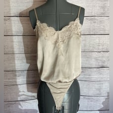 Abercrombie & Fitch champagne satin and lace cami bodysuit size small