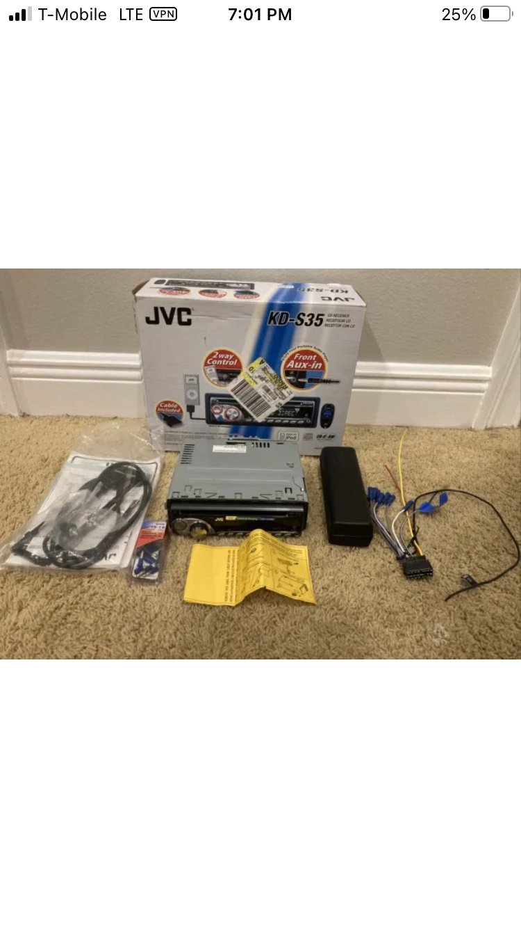 JVC KD-S35 CD Receiver Head Unit AM/FM/cD-RW/AUX Playback IPod Rare!!