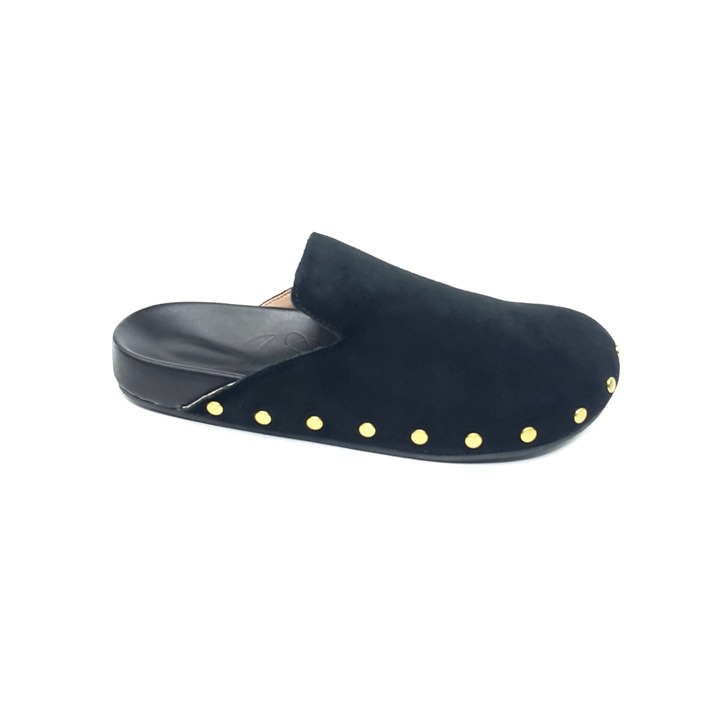J. Crew Pacific Studded Clogs Mule Platform Black Suede Leather Womens US 9.5