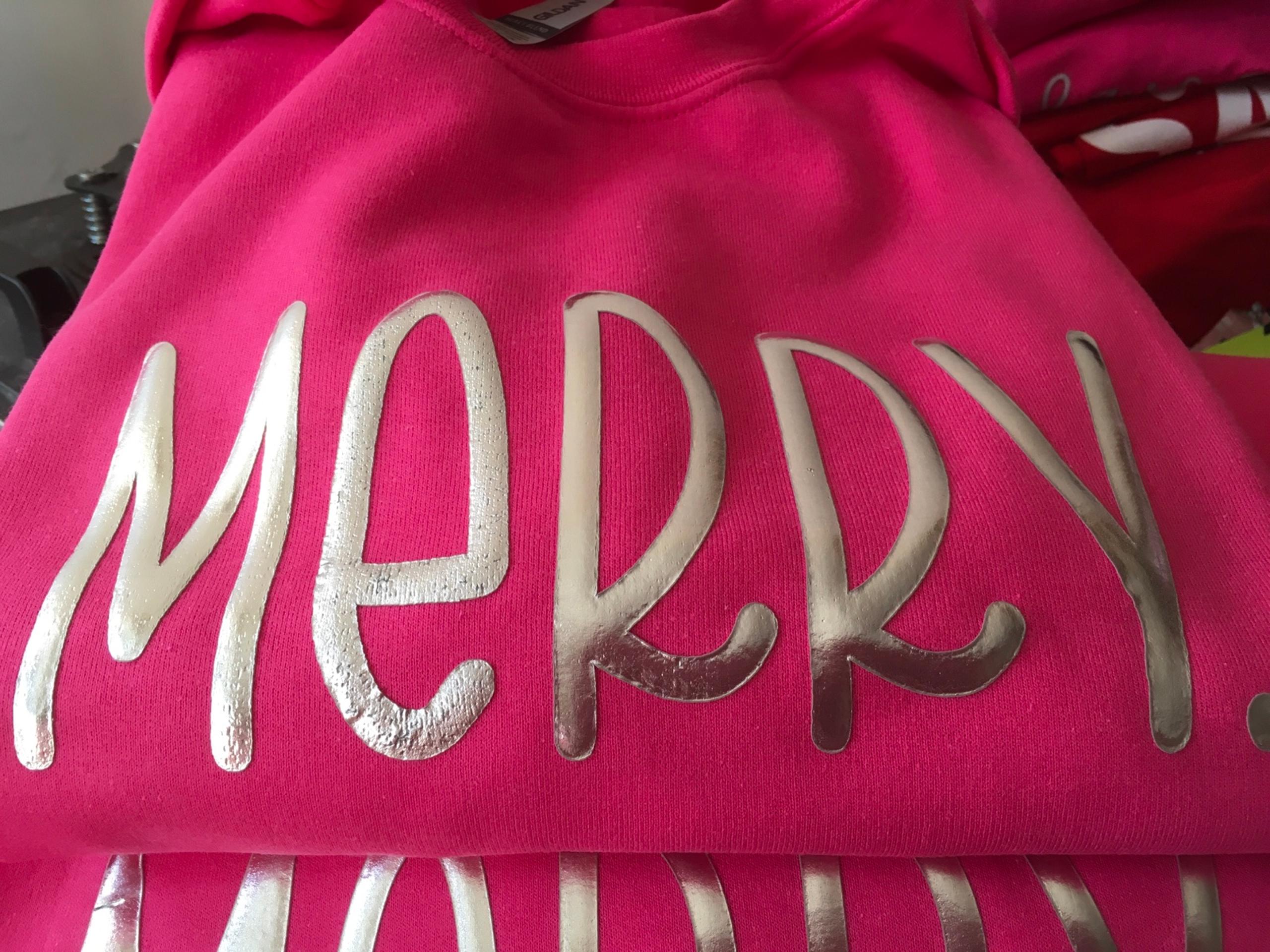 Merry Puff Pink Sweatshirt Christmas Medium