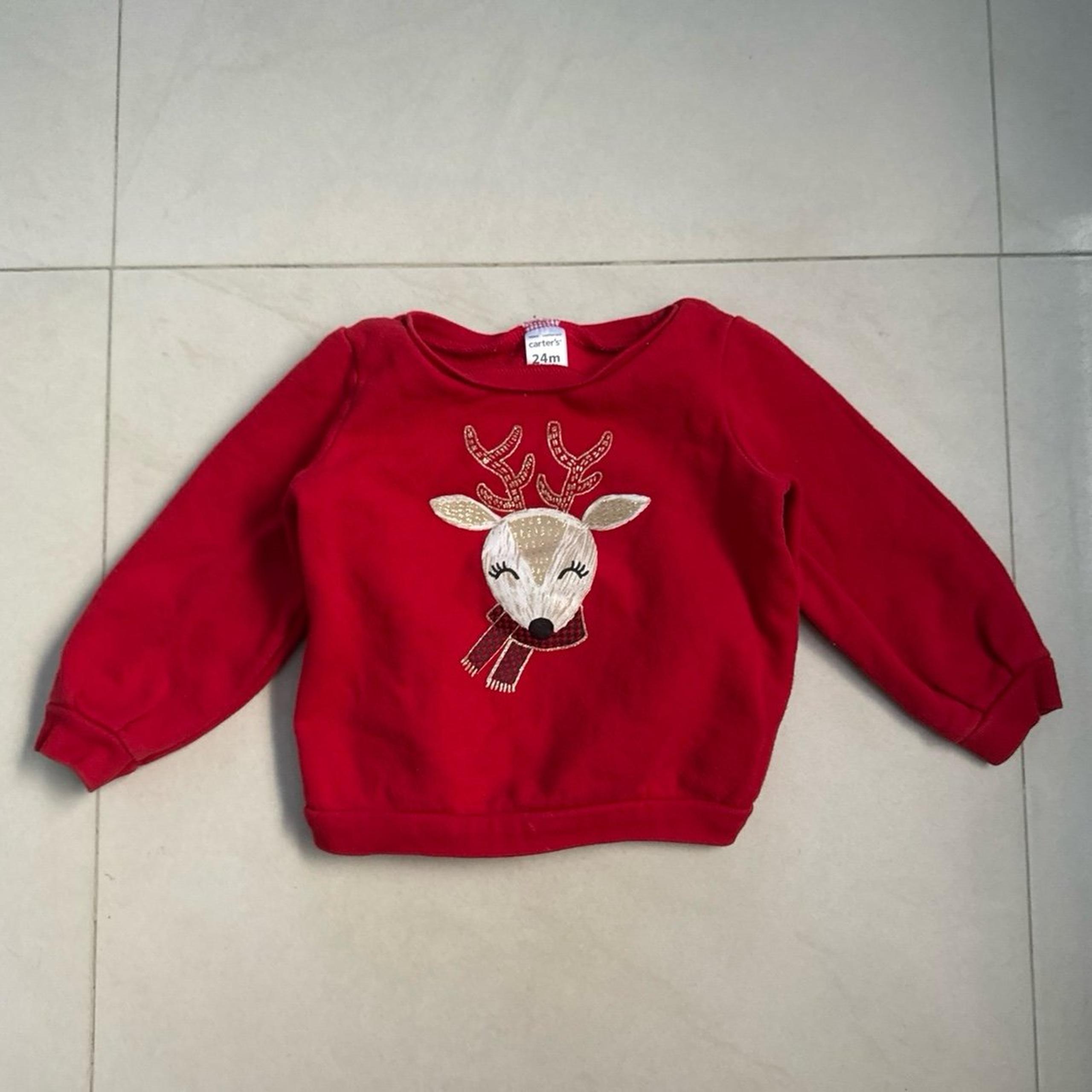 Girls Red Raindeer Sweater