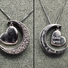 Vintage Sterling Moon and back Diamond Dangle pendant with chain